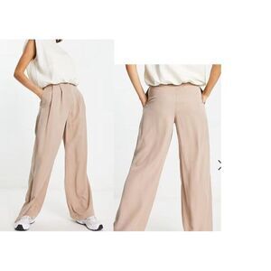 ASOS DESIGN casual wide leg pants in beige, Sz. 14